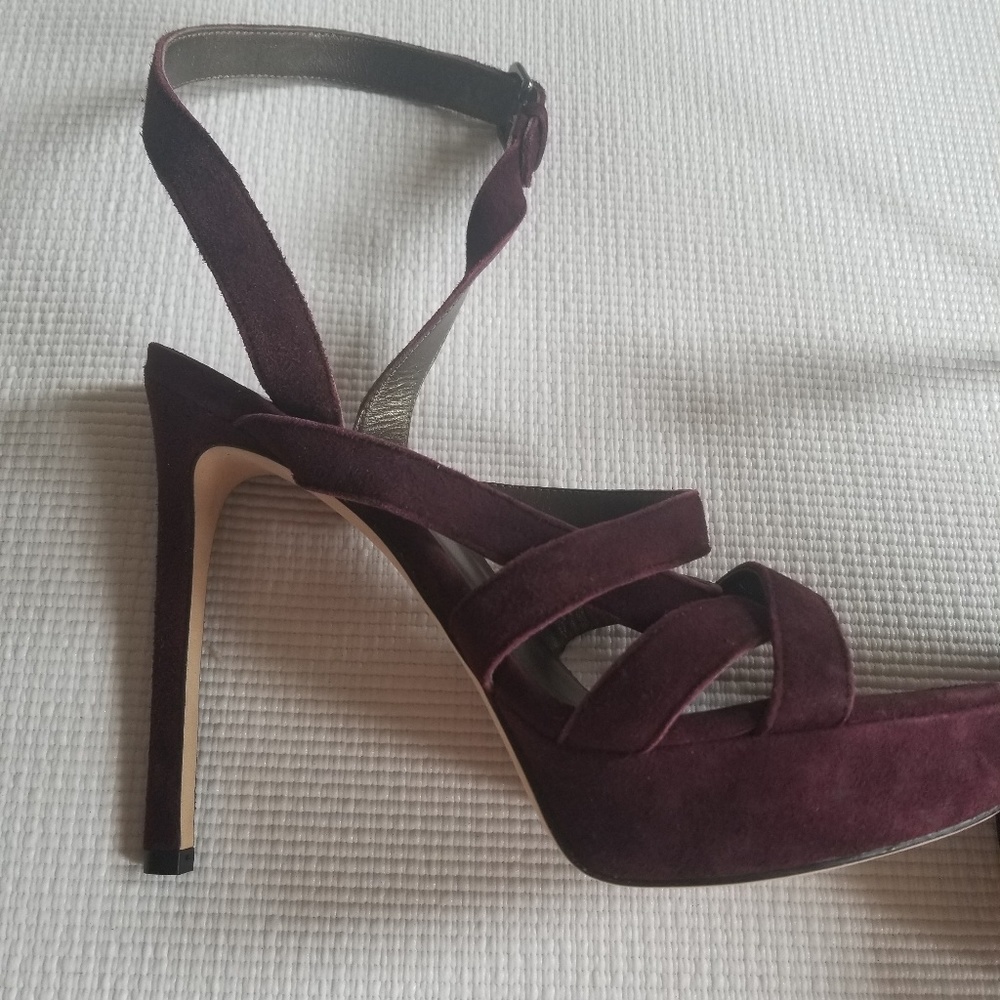 Stuart Weitzman NEW Burgundy Velvet Heeled Sandals
